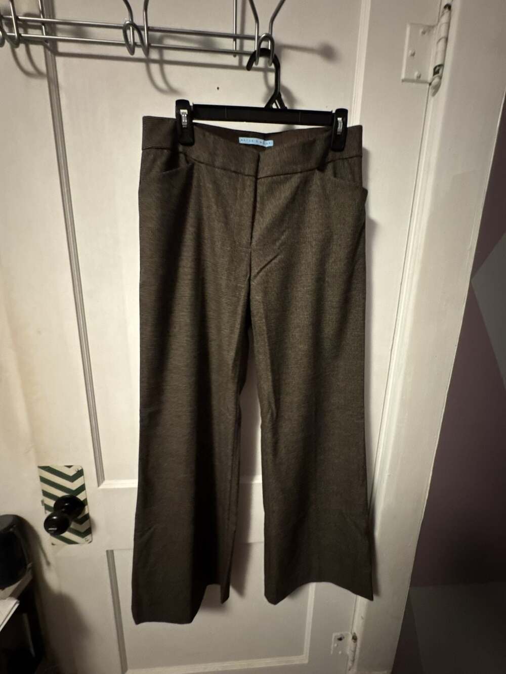 Antonio Melani Women's Brown Plaid Glen Check Wide Leg Pants Size 6